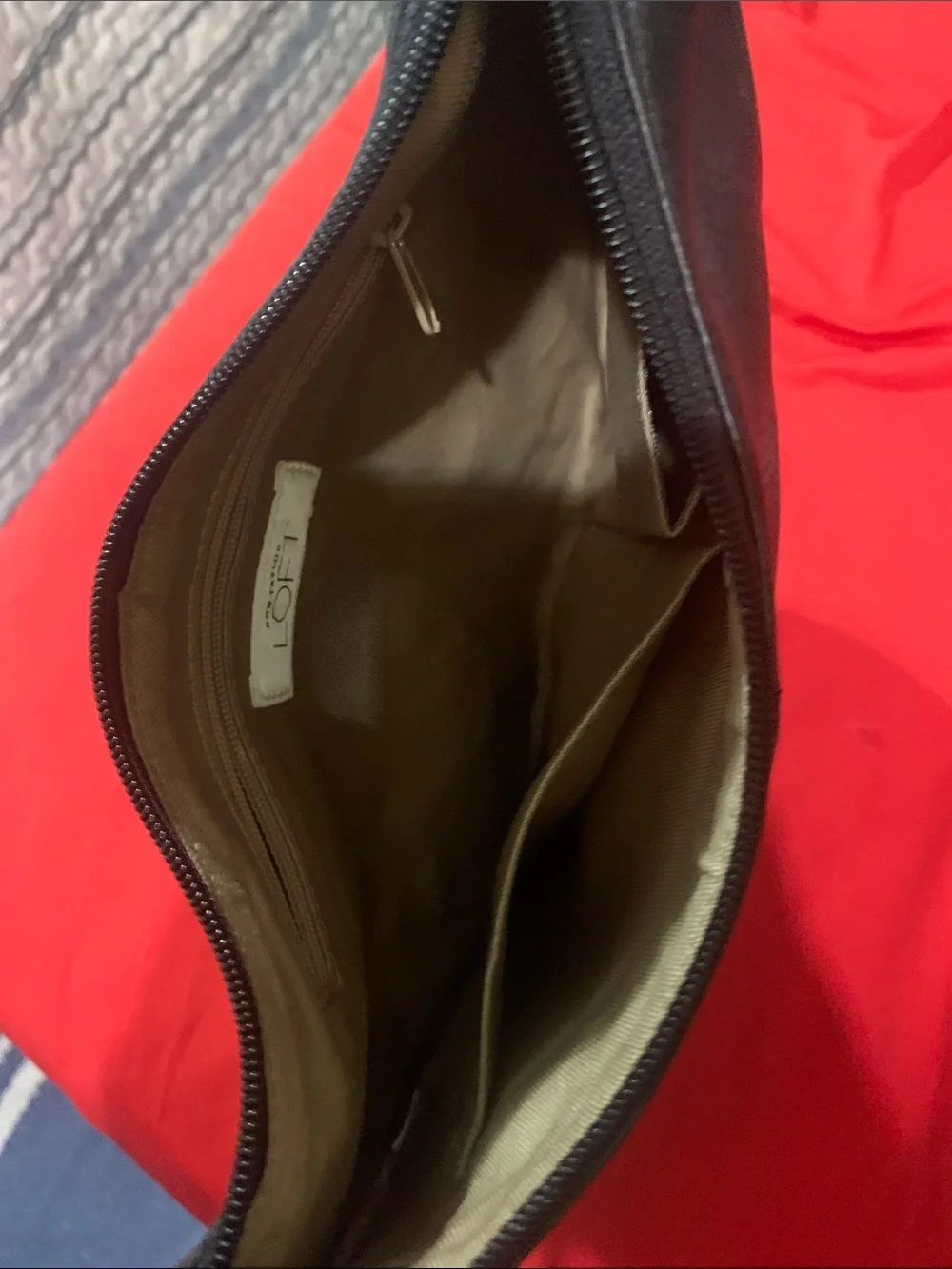 LOFT Black Leather Knotted-Handle Hobo Bag